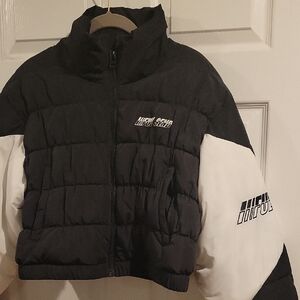 Full Send Womens Black & White Puffer Jacket - Branded Logo